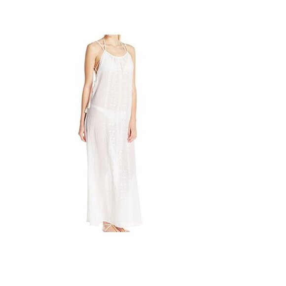 Nanette Lepore Calcutta Cotton Voile Lace Up Tassel Swim Cover Up Maxi Dress SM - Picture 2 of 12